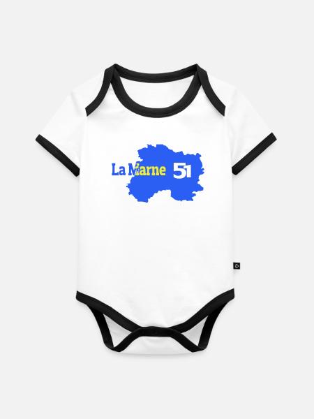 The Marne 51 Departmental Map - Organic Baby Contrasting Bodysuit -  - Front