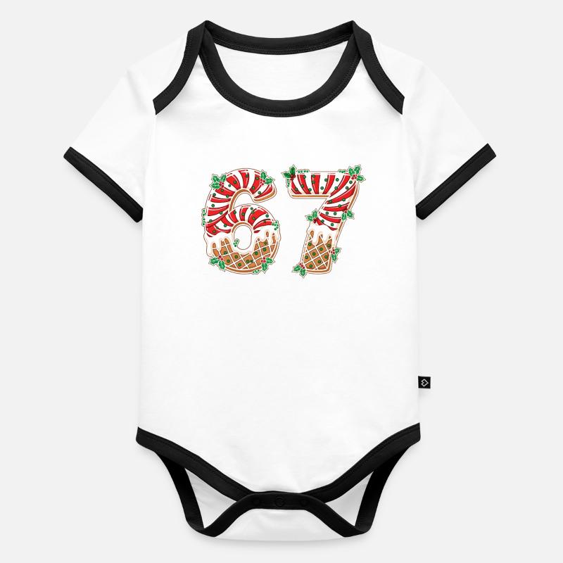 Biscuit numéro 67 en design de glaçage Body Bébé bio contrasté manches courtes