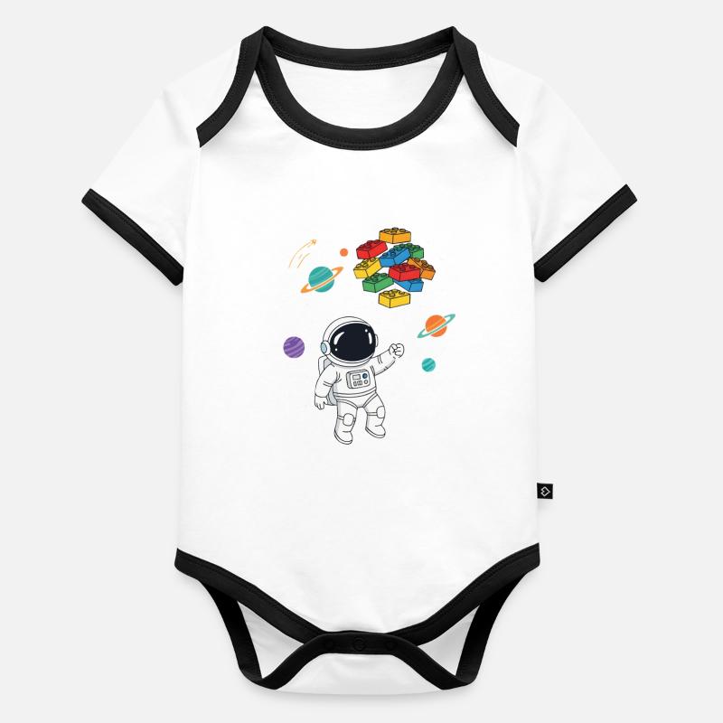 Astronaut Building Blocks Space Brick Builder Organic Baby Contrasting Bodysuit