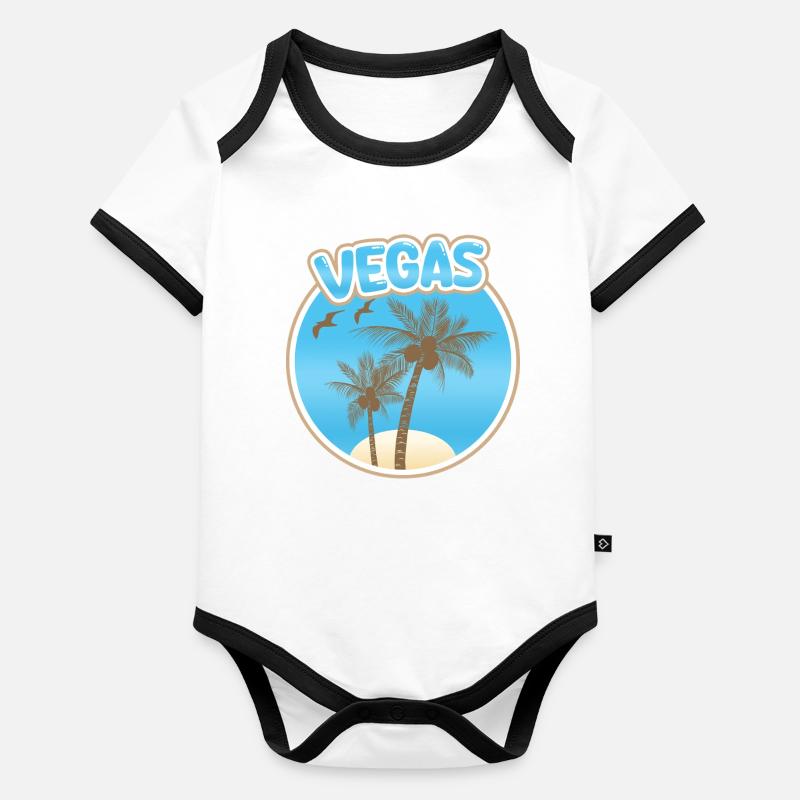 Vacances à Vegas Body Bébé bio contrasté manches courtes