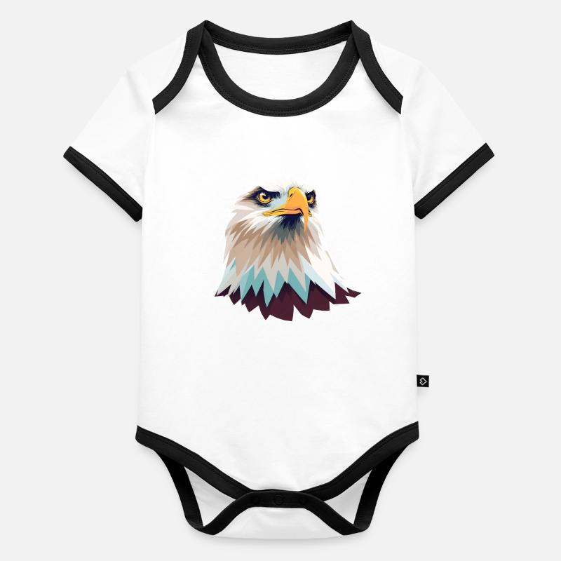 Geometrischer Adlerkopf Illustration Baby Bio-Kurzarm-Kontrastbody