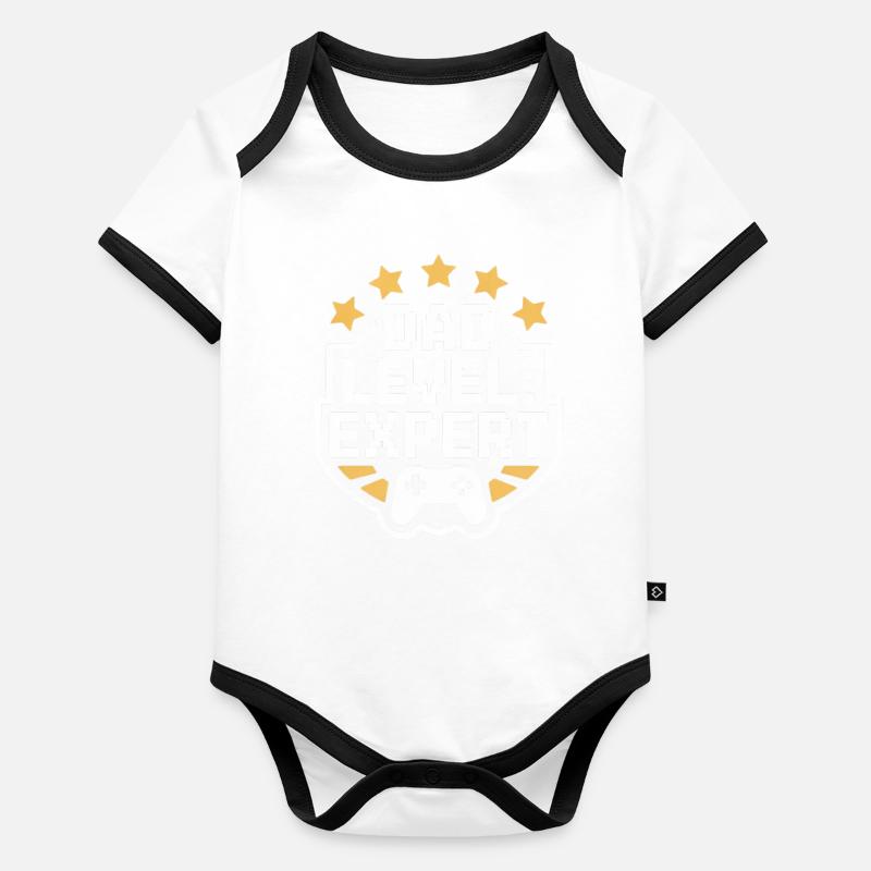 Papa Level Experte Gaming Shirt Baby Bio-Kurzarm-Kontrastbody