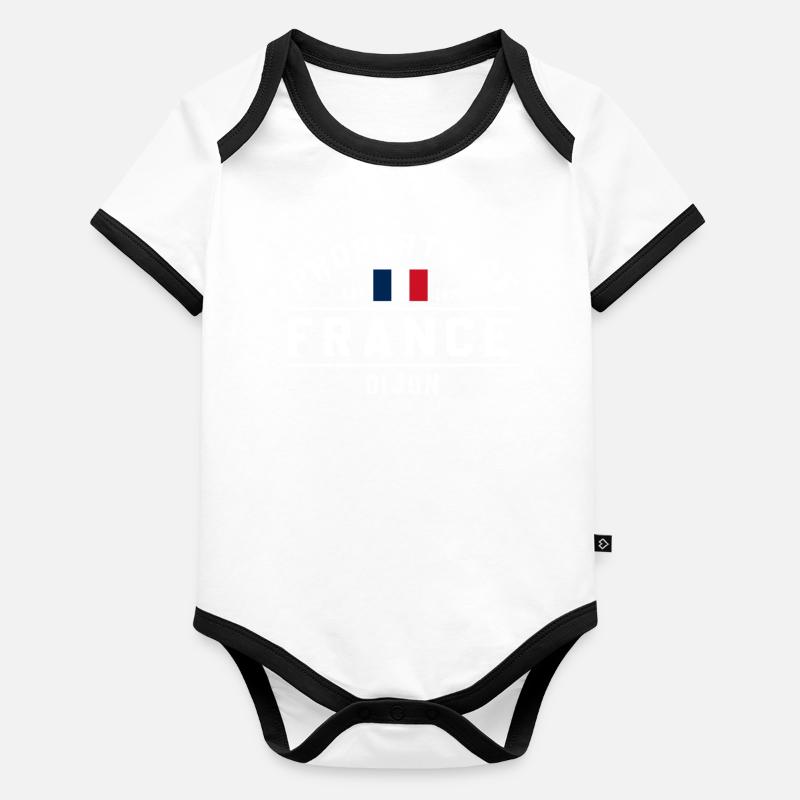 French Flag Graphic Dijon Logo Organic Baby Contrasting Bodysuit
