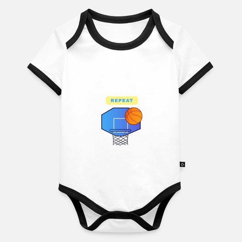 Manger, Dormir, Basketball, Répéter le design Body Bébé bio contrasté manches courtes