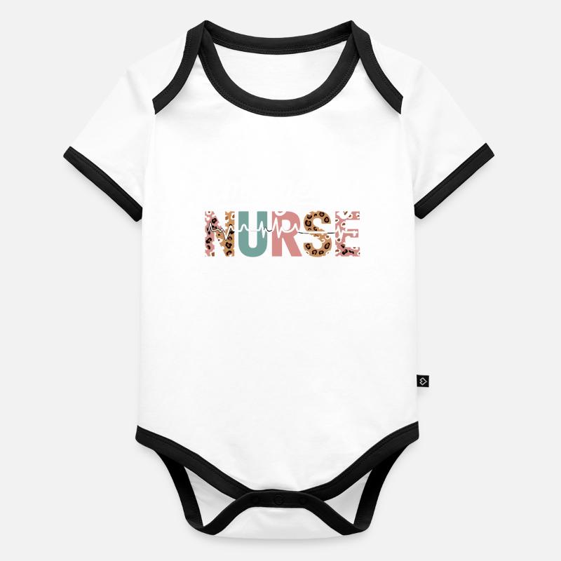 Emergency Nurse Leopard Print Organic Baby Contrasting Bodysuit
