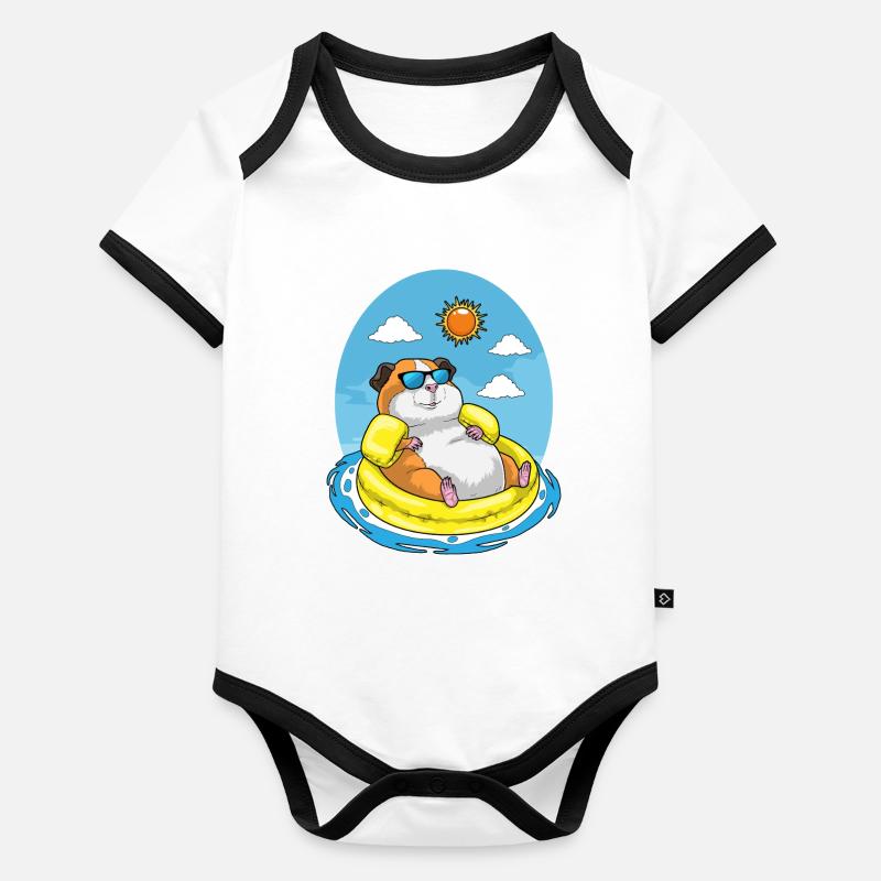 Natation de hamsters dans l’anneau d’été Body Bébé bio contrasté manches courtes