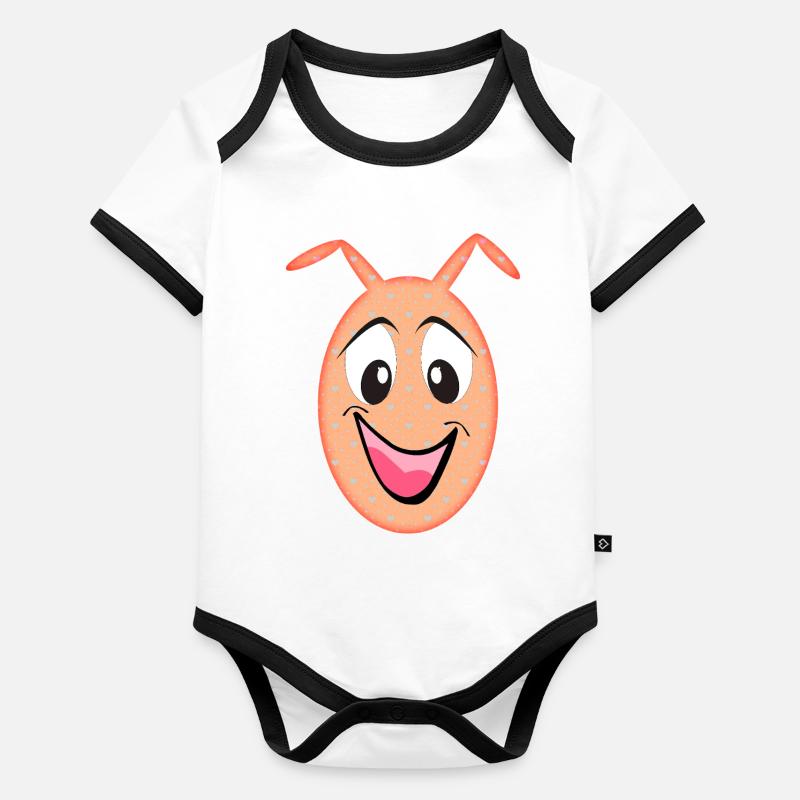 Orange Figurine Funny Head with Hearts Organic Baby Contrasting Bodysuit
