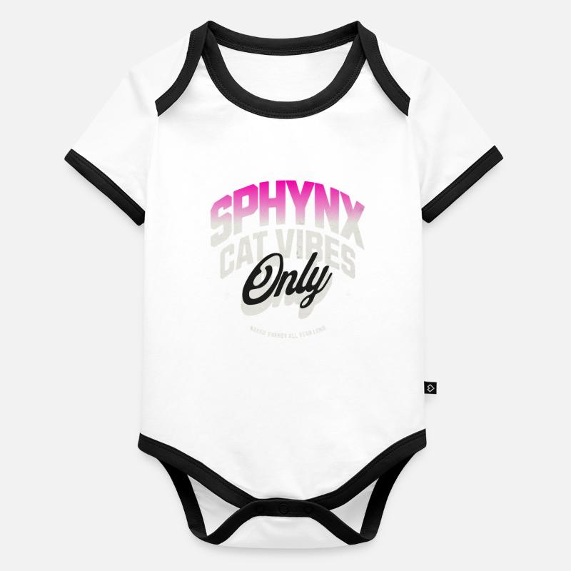 Sphynx-Katzen-Vibes Baby Bio-Kurzarm-Kontrastbody