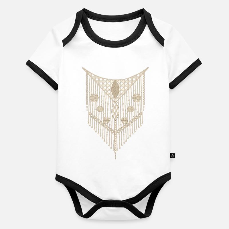 Fine macramé ornament with geometric details Organic Baby Contrasting Bodysuit