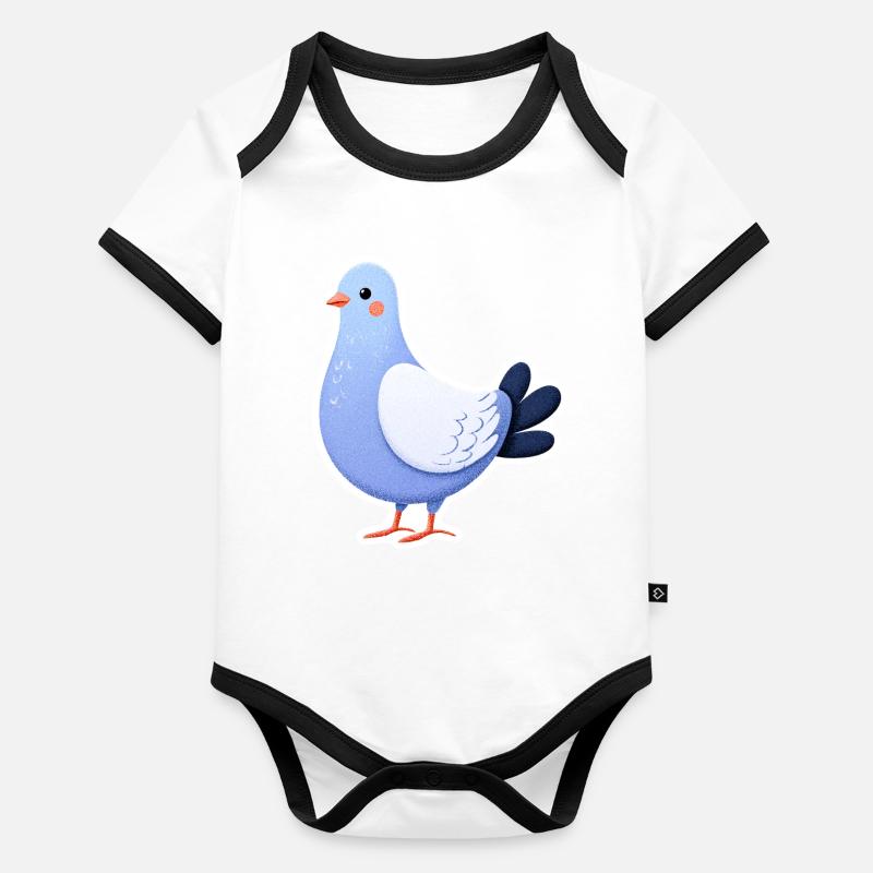 Blue Dove Sticker Illustration Organic Baby Contrasting Bodysuit