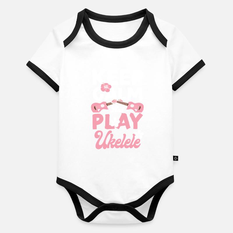 Ukulélé hawaïen ukulélé Keep Calm & Body Bébé bio contrasté manches courtes