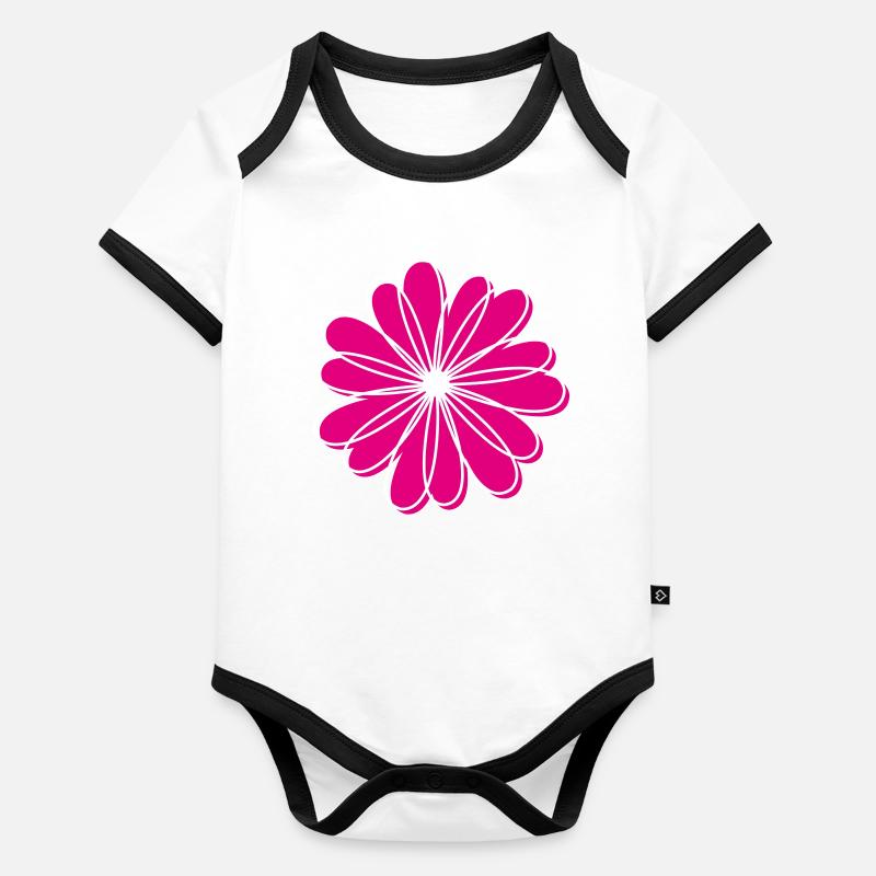 Fleur Body Bébé bio contrasté manches courtes