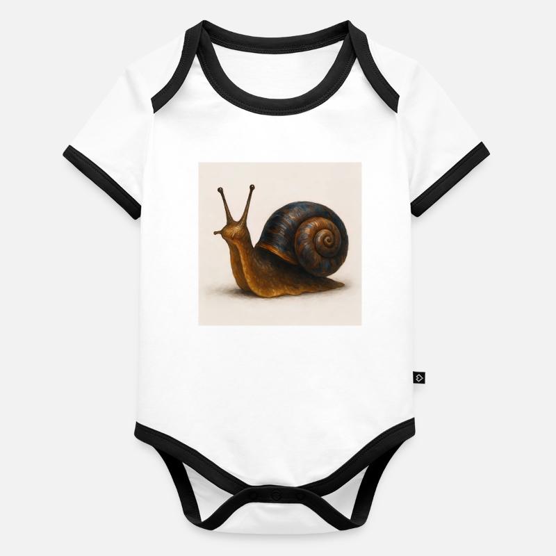 Schnecke mit blauer Schimmerschale Baby Bio-Kurzarm-Kontrastbody