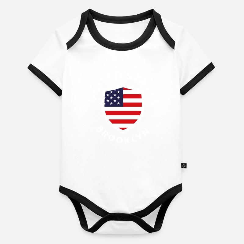 Brooklyn USA Shield mit Flagge Baby Bio-Kurzarm-Kontrastbody