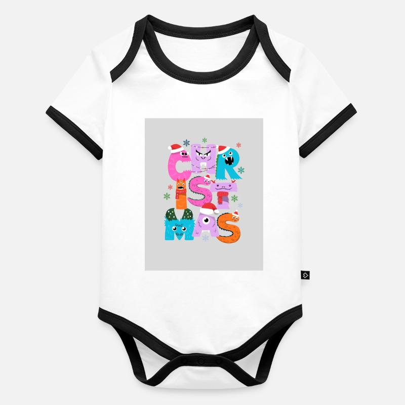 Monstres de Noël Rigolos Body Bébé bio contrasté manches courtes