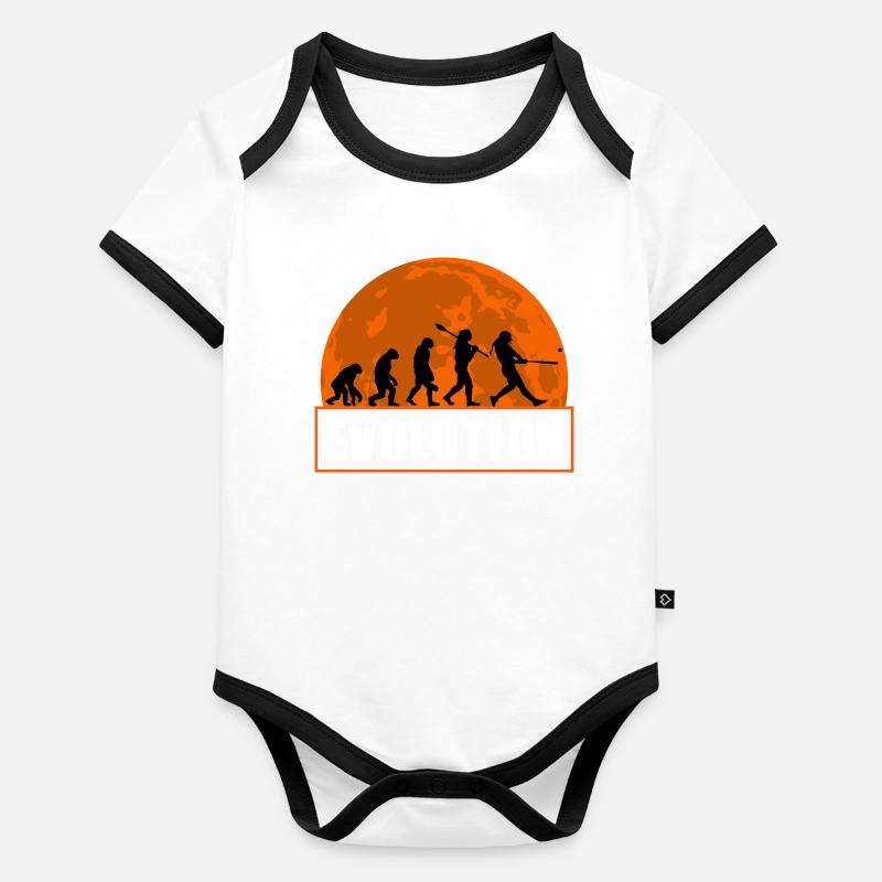 Baseball-Softball-Evolution Lustige Spieler-Geschenkkunst Baby Bio-Kurzarm-Kontrastbody