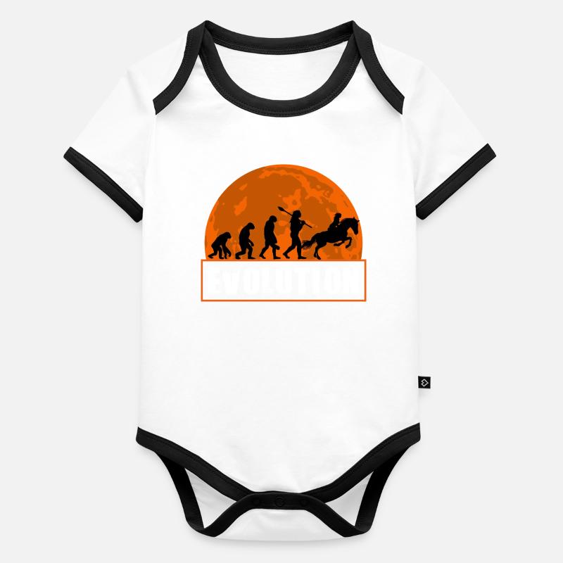 Horse Racing Evolution Equestrian Jockey Sunset Organic Baby Contrasting Bodysuit