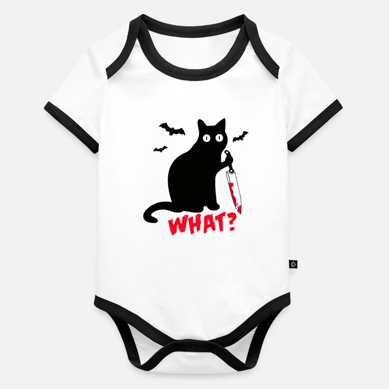 Couteau de sang de chat de minuit QUEL drôle Body Bébé bio contrasté manches courtes