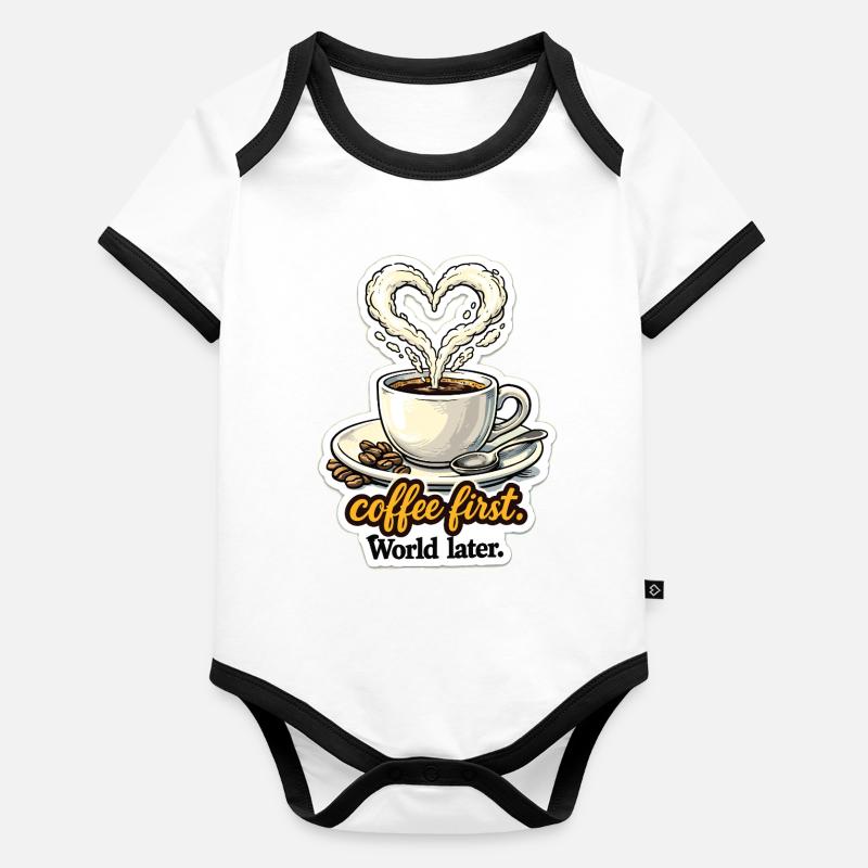Coffee First Heart Design Organic Baby Contrasting Bodysuit