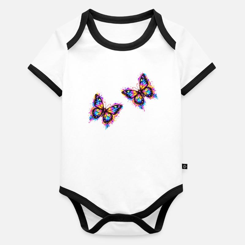 Papillons néon Body Bébé bio contrasté manches courtes