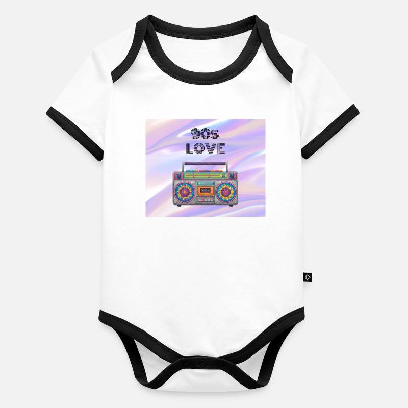 90s Love Boombox Organic Baby Contrasting Bodysuit