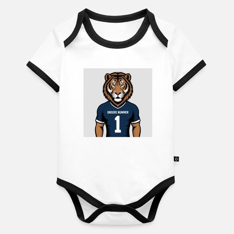 Tiger Maskottchen Jersey Druck Baby Bio-Kurzarm-Kontrastbody