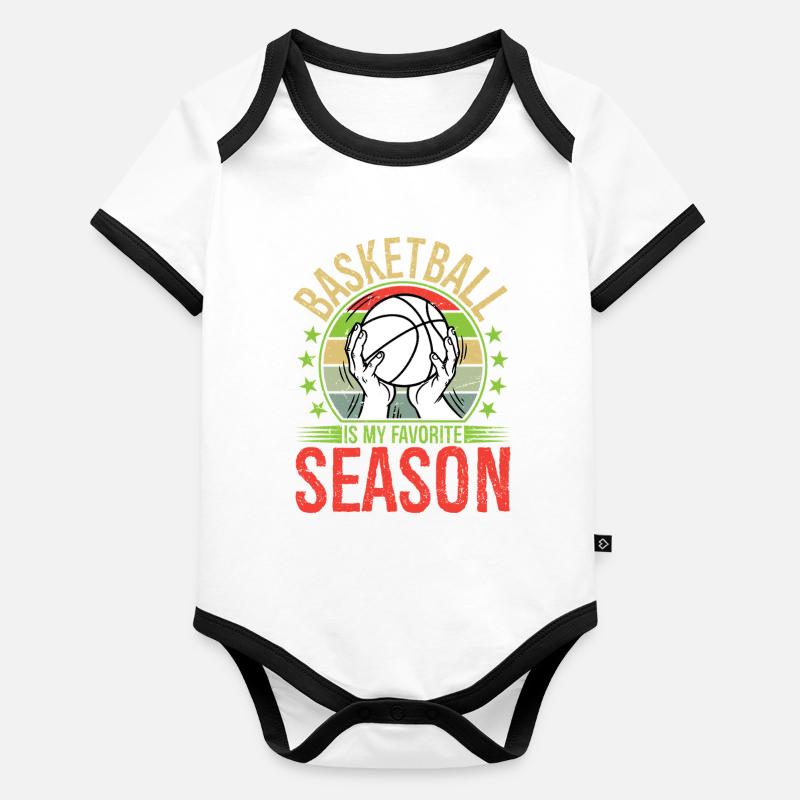 Le basket est ma saison préférée Body Bébé bio contrasté manches courtes