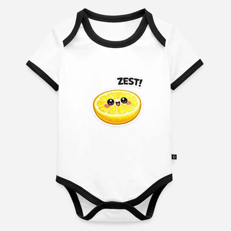 Autocollant zeste d’agrumes Body Bébé bio contrasté manches courtes
