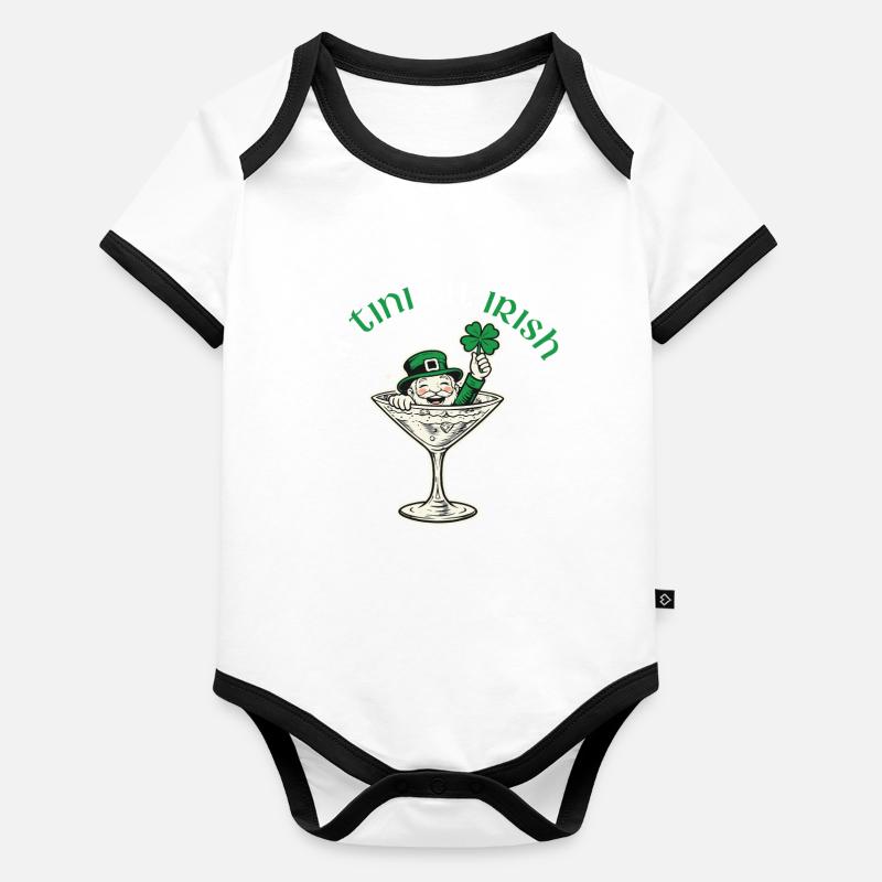 Ein Tini-bisschen irischer St. Patrick's Day Baby Bio-Kurzarm-Kontrastbody