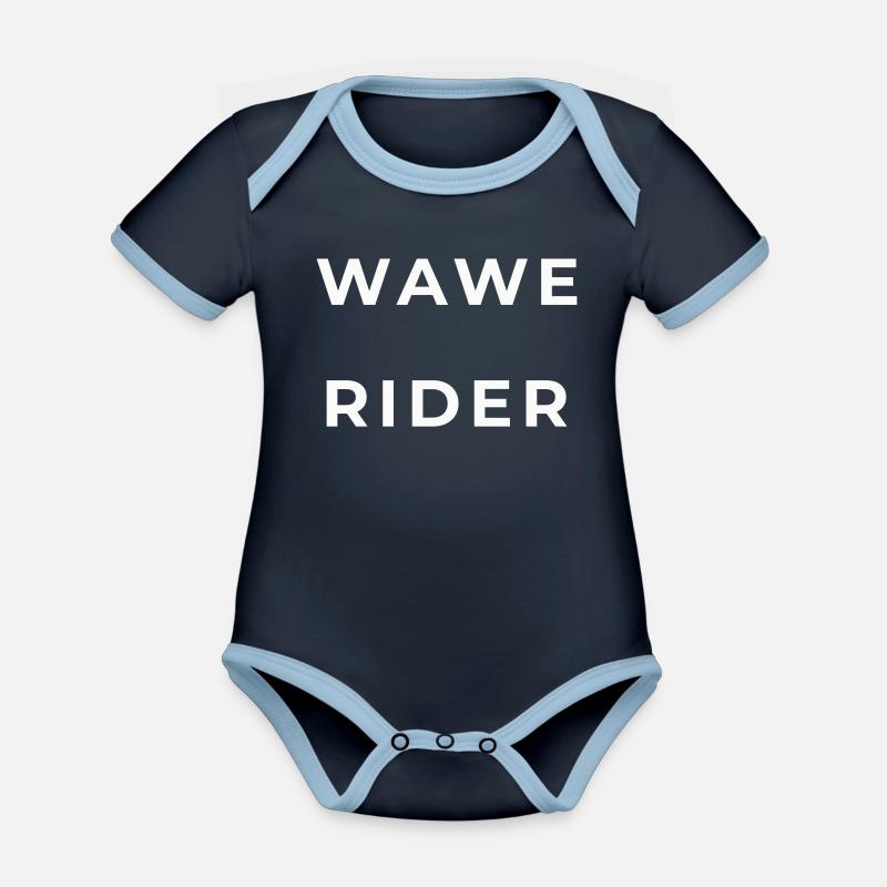 Wave Runner - Organic Baby Contrasting Bodysuit - navy/sky