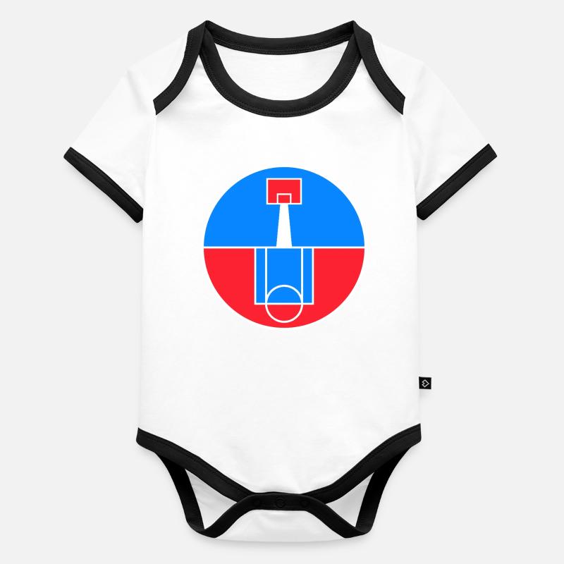 Rundes Basketballfeld-Abzeichen Baby Bio-Kurzarm-Kontrastbody