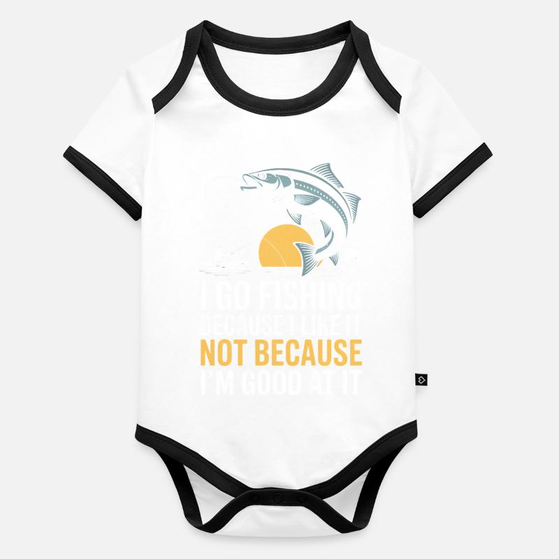 Je vais pêcher pas parce que je suis douée Body Bébé bio contrasté manches courtes