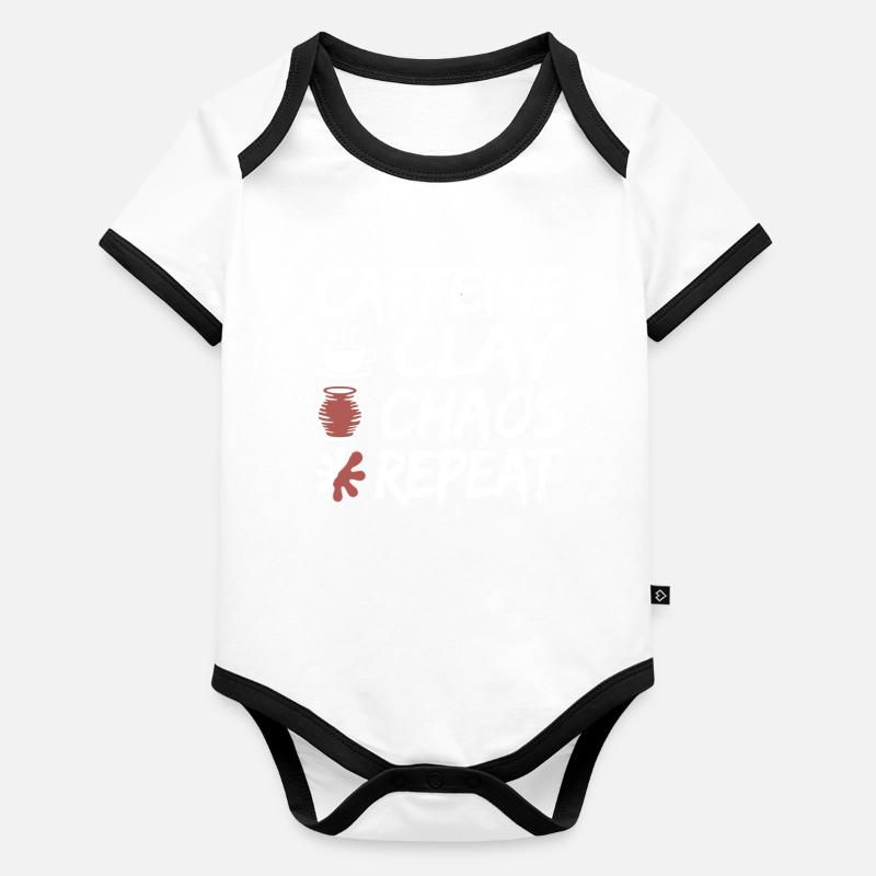 Caffeine Clay Chaos Repeat Design Baby Bio-Kurzarm-Kontrastbody