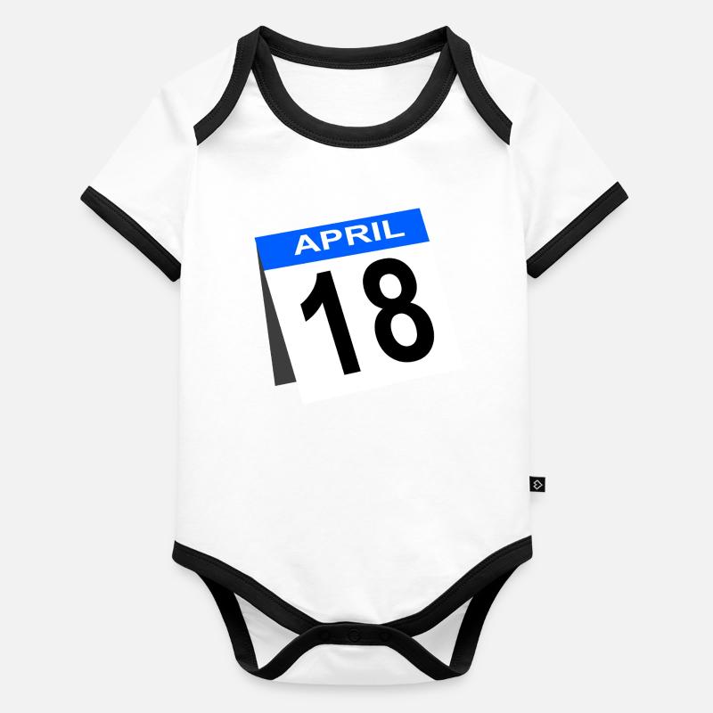 18. Geburtstag April Kalender Baby Bio-Kurzarm-Kontrastbody