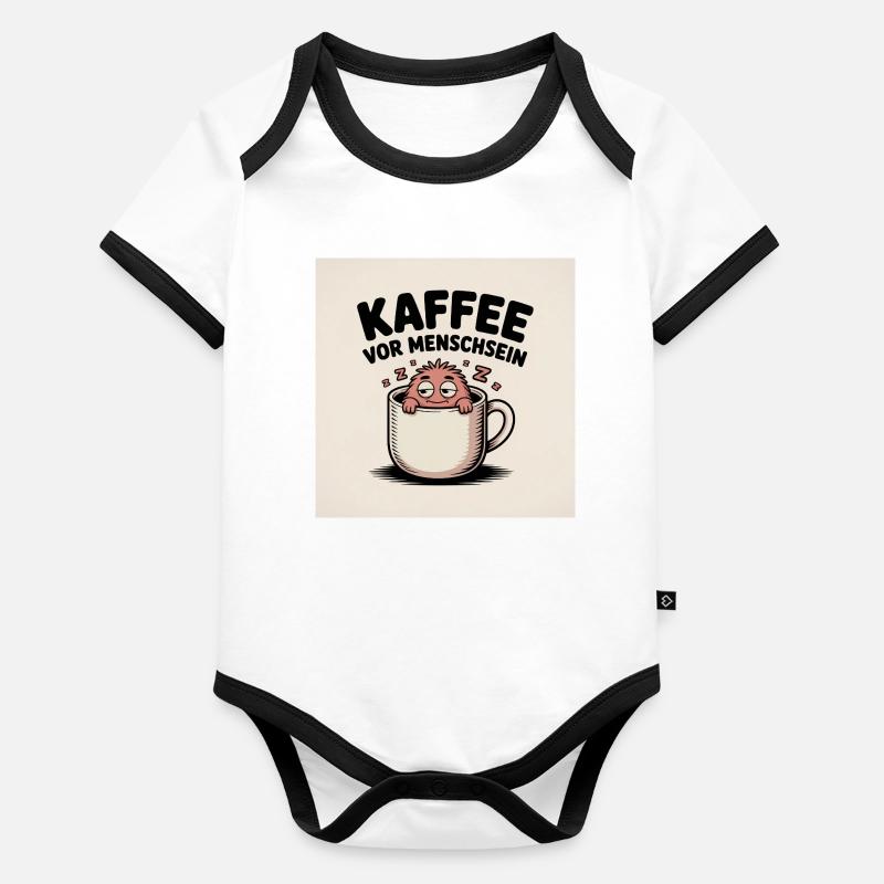 Coffee Before Being Human Cartoon Organic Baby Contrasting Bodysuit