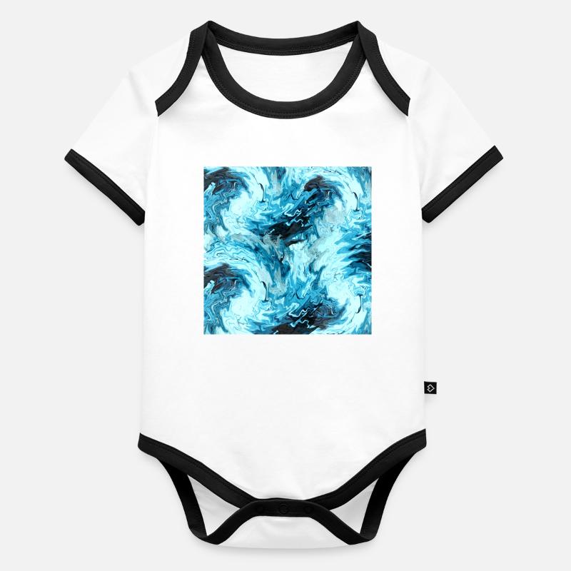 Aqua Marmormuster Wellen Baby Bio-Kurzarm-Kontrastbody