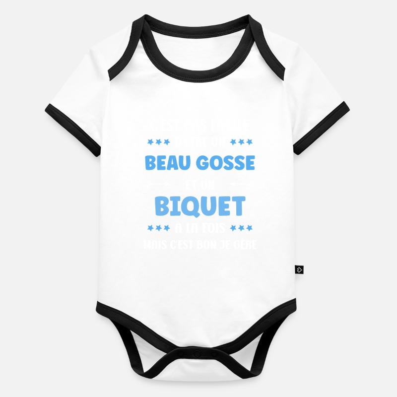 biquet Body Bébé bio contrasté manches courtes