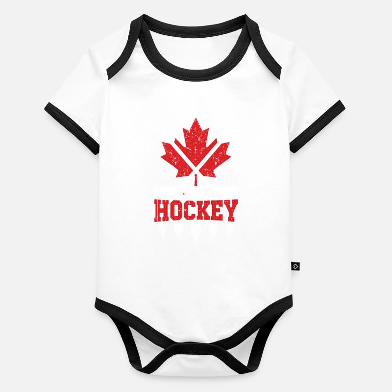 Logo de la croix d’érable de hockey Body Bébé bio contrasté manches courtes