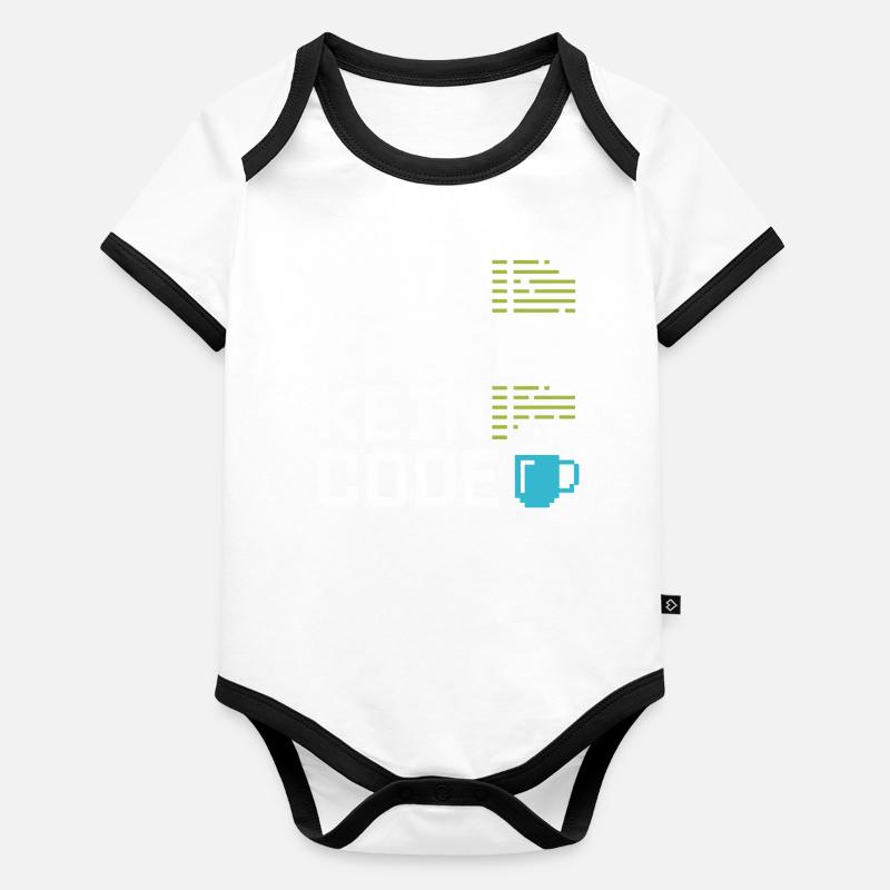 No Coffee No Code Programmeur Informaticien Body Bébé bio contrasté manches courtes