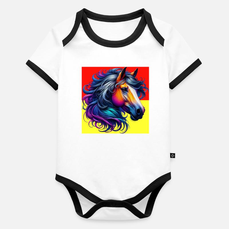 cheval Body Bébé bio contrasté manches courtes