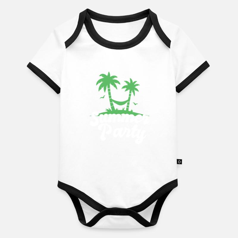 Summer Party Palm Tree Design Baby Bio-Kurzarm-Kontrastbody