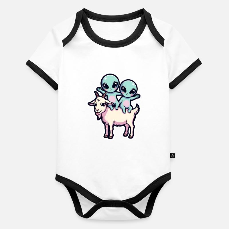 Bébé chèvre extraterrestre drôle Body Bébé bio contrasté manches courtes