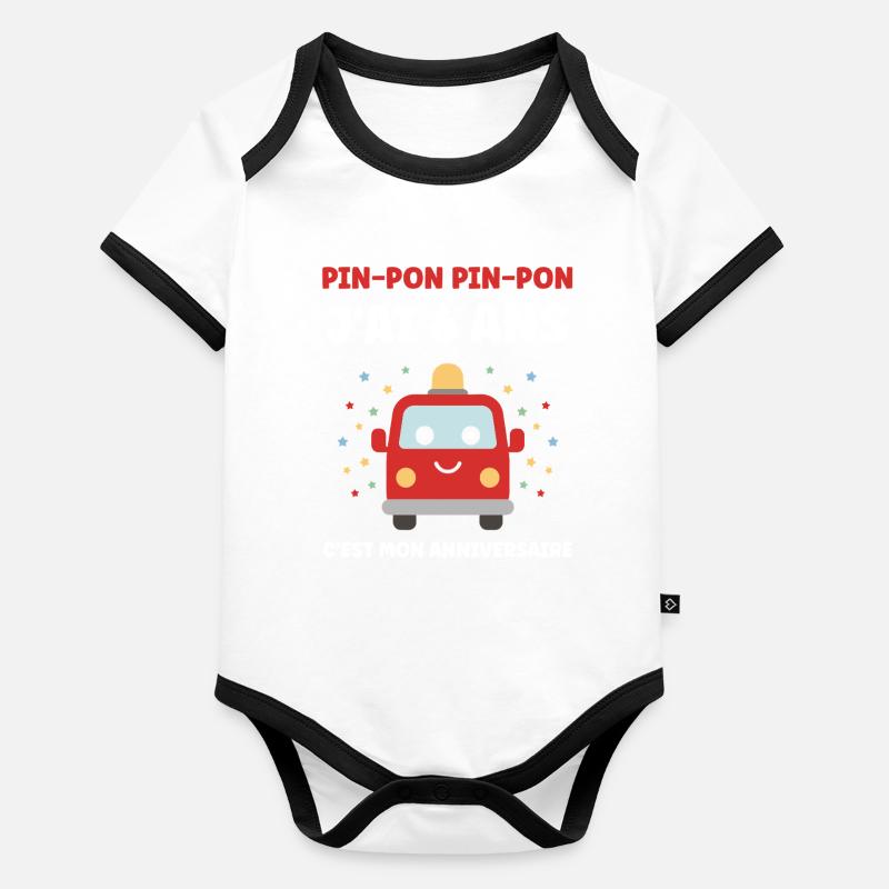 6 ans Body Bébé bio contrasté manches courtes