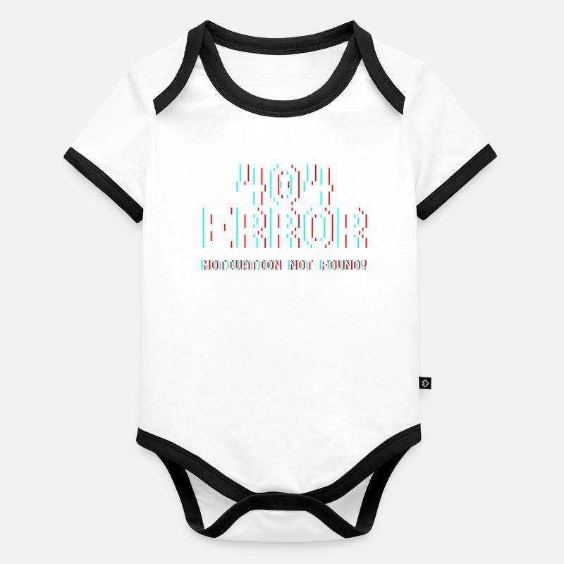 404 Fehler Motiv Glitch-Design Baby Bio-Kurzarm-Kontrastbody