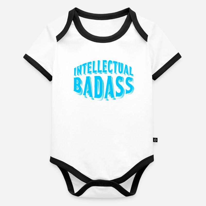 Intellectual Badass Blue Retro Typography Art Organic Baby Contrasting Bodysuit
