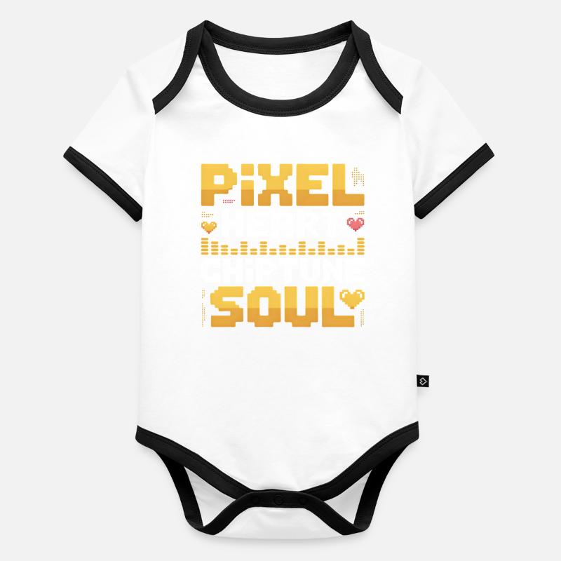 Cœur de Pixel, Âme Chiptune | Musique 8 bits Body Bébé bio contrasté manches courtes