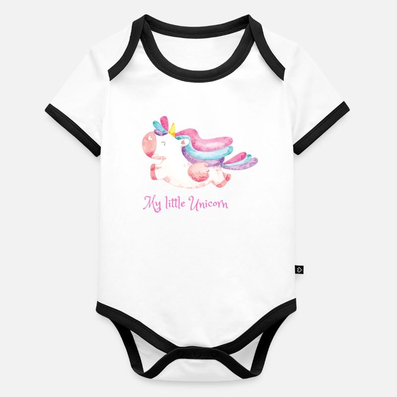 Mon petit arc-en-ciel licorne Body Bébé bio contrasté manches courtes