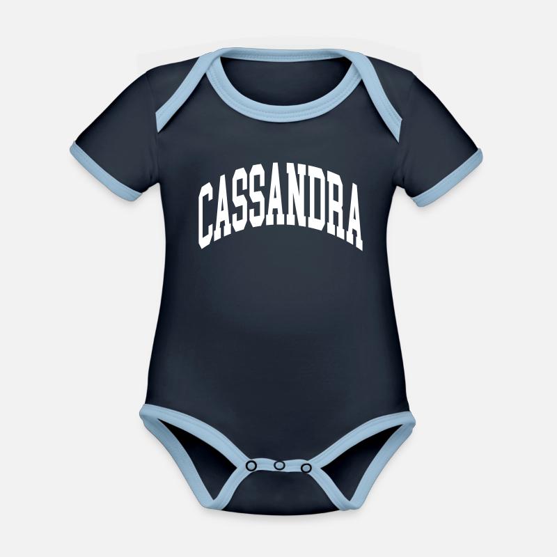 Cassandra - Organic Baby Contrasting Bodysuit - navy/sky