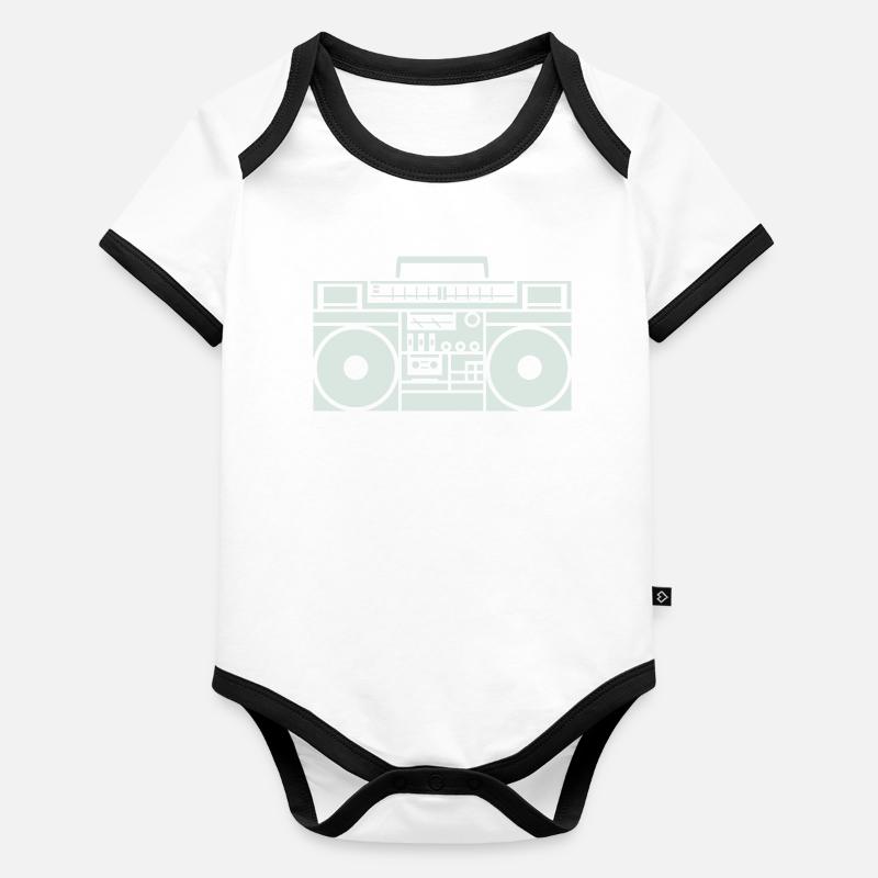 Ghetto Blaster Boombox Silhouette Body Bébé bio contrasté manches courtes
