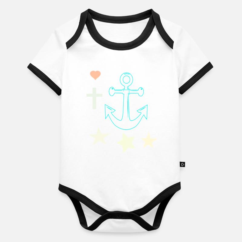 Leuchtender Anker mit Sternen Baby Bio-Kurzarm-Kontrastbody